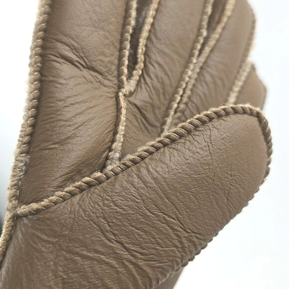 LAMO Women's 100% Premium Australian Sheepskin Genuine Tan Leather Gloves Size S - Picture 10 of 12